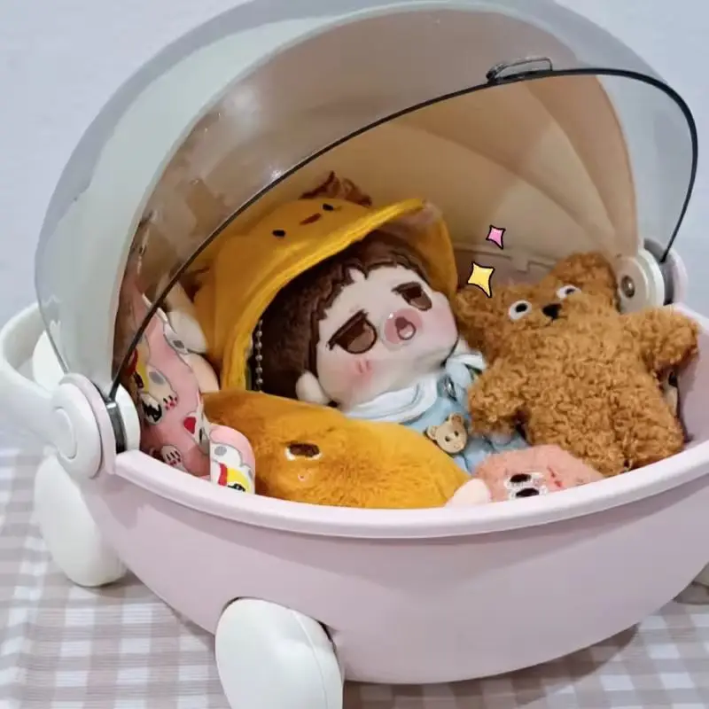 Labubu 아기 유모차 Mokoko 보관 상자 인형 장식 Labubu 공간 모듈 인형 수면 요람 카트 인형 침대 가구 액세서리