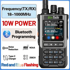 BinTolk BT8200 워키 토키 10W 풀 밴드 무선 블루투스 프로그래밍 유형-c 충전기 소음 감소 휴대용 양방향 라디오