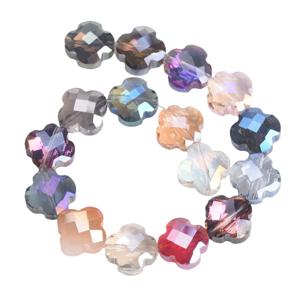 10pcs 12mm 꽃 클로버 모양면 처리 된 크리스탈 유리 느슨한 스페이서 비즈 쥬얼리 만들기 DIY 귀걸이 공예 결과 만들기