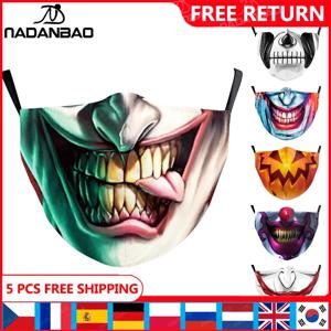 NADANBAO 할로윈 코스프레 성인 프린트 마스크 키즈 워셔블 패브릭 마스크 Funny Mouth Grimace 재사용 가능한 마스크 롤 플레잉 소품