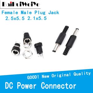 DC 전원 커넥터 암 플러그 잭 및 수 플러그 잭 소켓 어댑터 DC-022B DC-005, DC022B, DC005, 2.1x5.5, 2.5x5.5, 10 개/몫