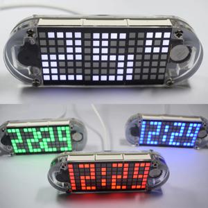 DIY DS3231 터치 키 정밀 고휘도 LED 도트 매트릭스 디스플레이 크리 에이 티브 타원형 모양 데스크탑 알람 시계
