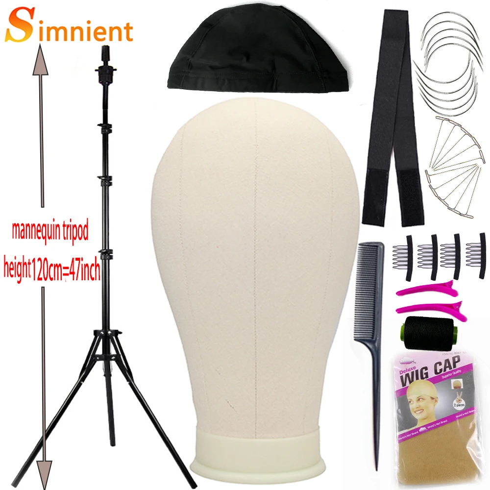훈련 마네킹 머리 캔버스 블록 헤드 디스플레이 스타일링 마네킹 Manikin 머리 WigTripod 스탠드 무료 T 핀 가발 설치 키트 받기