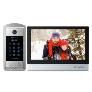 TMEZON 와이파이 비디오 도어폰, 10 인치 터치 스크린, 1080P 유선 초인종, 4 in 1 앱, 비밀번호, 카드 스와이프, 모니터 투야