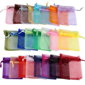 50개/배치 7x9cm 로프 뽑기 Organza 보석 사탕 문정 선물 포장 봉투