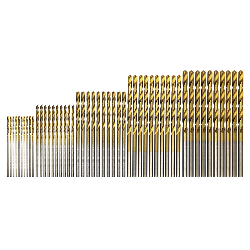 50pc 티타늄 도금 트위스트 드릴 세트 1-3mm 작은 드릴 비트 전기 드릴 드릴링 세트 DIY 목공 드릴링 및 오프닝 도구