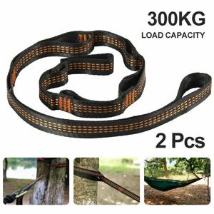 Correias De Poliéster Reforçado Para Acampamento AO Ar Livre 블랙 해먹 스트랩 5 링 Alta Carga-rolamento Farpado 2pcs