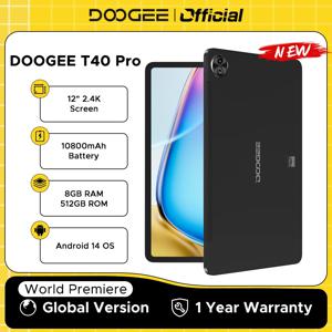DOOGEE T40 프로 태블릿, 초박형, 12 인치 IPS, 2.4K, 20GB(8 + 12), 512GB, 안드로이드 14, Helio G99, 6nm, 10800mAh, 18W 충전, 7.6mm, 월드 프리미어