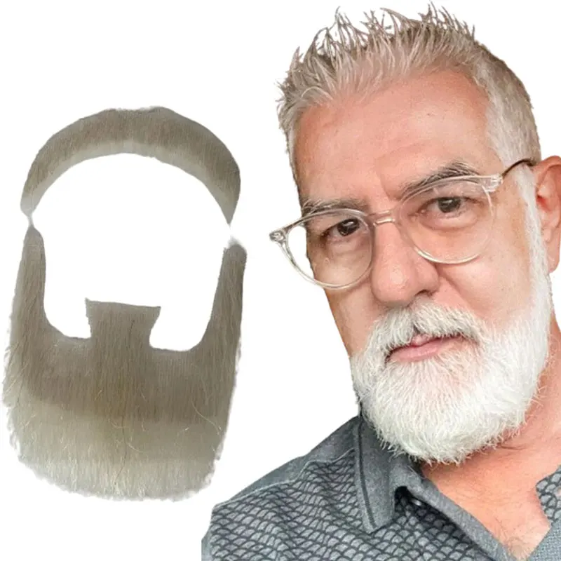 가짜 수염 현실적인 100% 인간의 머리카락 전체 손으로 묶인 얼굴 털 검은 턱수염 거짓 수염 레이스 보이지 않는 가짜 얼굴 콧수염