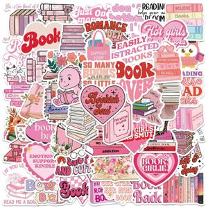 50PCS 핑크 Smut Bookish 리더 스티커 미적 사랑 Kindle Ipad 전화 노트북 일기 장식 스티커 팩에 대 한 귀여운 소녀 데 칼