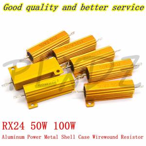 50W 100W 알루미늄 전원 금속 쉘 케이스 권선 저항기 0.01R ~ 100K 1 2 4 6 8 10 20 200 470 500 1K 10K 옴 저항 RX24