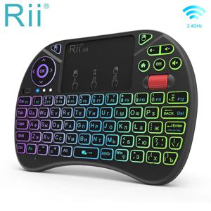 Rii X8 2.4GHz 무선 러시아어/영어/프랑스어/스페인어 원격 제어 키보드(안드로이드 TV 박스 PC용 터치패드 백라이트 포함)