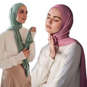 모달 코튼 저지 Hijab 스카프 긴 이슬람 목도리 일반 부드러운 터번 타이 헤드 랩 여성용 아프리카 머리띠 170x60cm