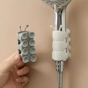 2Pcs 흡입 컵 브래킷 이동식 실리콘 샤워 헤드 홀더 벽 마운트 Hower 헤드 스토리지 선반 랙 욕실 용품