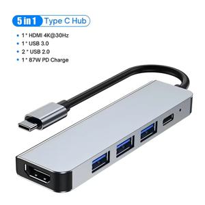 USB C 허브 - 4K HDMI 호환 USB 3.0 2.0 Mac Book iPad, Samsung S20 Dex TV 노트북, 마우스용 유형 C PD 충전 도크
