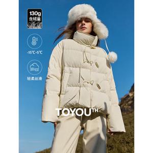 TOYOUTH 여성용 방수 화이트 덕 다운 재킷, 따뜻한 외투 재킷, 중국 스타일, 2024 겨울 신상
