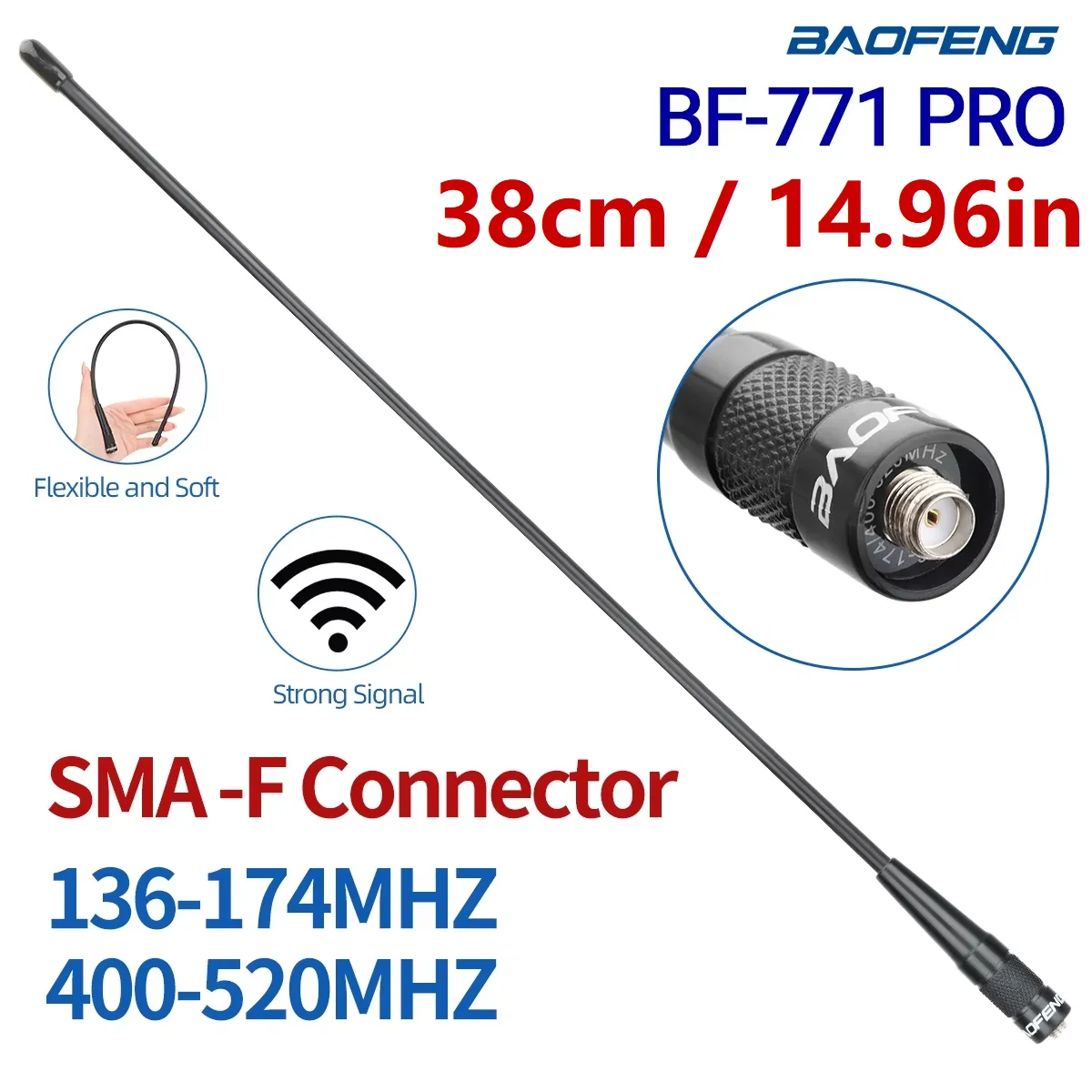 Baofeng BF-771 PRO 듀얼 밴드 SMA-여성 안테나 워키 토키 UV-5R BF-888S UV 21 PRO 5RH Quansheng UV-K6 UV K5 용 휩 안테나