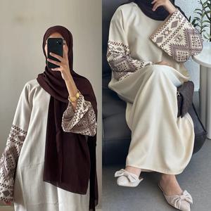 Eid 무슬림 아바야 여성용 파티 자수 드레스, 카프탄 아랍 롱 로브, 이슬람 라마단 두바이 아바야스 베스티도스, 모로코 잘라비야