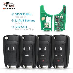 Dandkey 315MHZ/433MHZ 2/3/4 버튼 HU100 ID46 칩 플립 자동차 원격 키 Chevrolet Malibu Cruze Aveo Spark Sail Impala Equinox