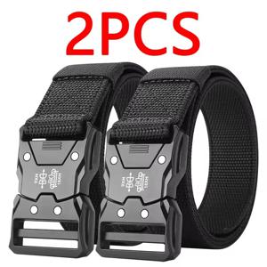 2Pcs 전술 허리 벨트 - 내구성이 뛰어난 자동 버클, 야외 모험에 적합, 남성과 여성을 위한 남녀공용 액세서리