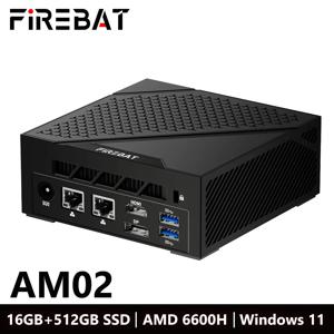 FIREBAT AM02 미니 PC AMD Ryzen 5 6600H DDR5 16GB RAM 512GB SSD WIFI6 BT5.2 휴대용 데스크탑 미니 PC 컴퓨터