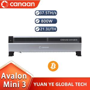 가나안 아발론 미니 3 BTC 마이너 가정용 걸레받이 히터, 3 월 비트코인 배송 가능, 37.5Th/s, 800W, 신상