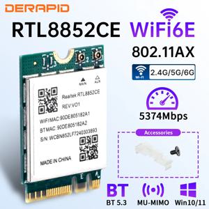 트리플 밴드 WiFi 6E Bluetooth 5.3 어댑터 5400Mbps 무선 신호 수신 카드 NGFF M.2 for Windows 10/11 RTL8852CE AX210과 유사