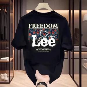 폭발적인 헤비 코튼 반팔 티셔츠 여름 남성 및 여성 탑 패션 브랜드 라운드 넥 캐주얼 루즈