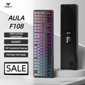AULA F108 키보드 100% 레이아웃 1K 폴링률 기계식 게임용 키보드 매크로 소프트웨어가 포함된 핫 스왑 가능 선형 스위치