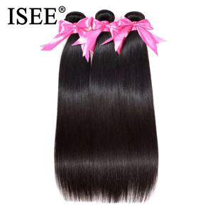 ISEE HAIR 브라질 스트레이트 헤어 익스텐션 헤어 위브 번들 자연 색상 3 번들 두꺼운 스트레이트 인간 헤어 번들