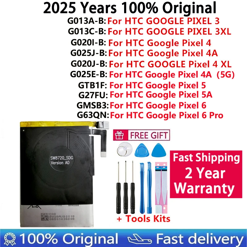 HTC GOOGLE 2 2B 픽셀 3 Pixel3 XL 3XL 4XL Pixel4 XL 픽셀 4 4A 5A 5 5G 6 Pro Nexus S1 배터리 용 100% 기존 새 배터리