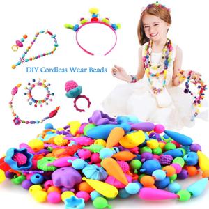 Pop-Arty Beads Snap-Together for Kid 쥬얼리 패션 키트 DIY 목걸이 및 팔찌 공예 생일 장난감 선물 어린이 비즈
