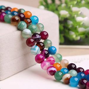 천연 마노 스톤 라운드 다채로운 4mm 6mm 8mm 10mm 12mm 루즈 비즈 쥬얼리 만들기 팔찌 DIY 공예 결과