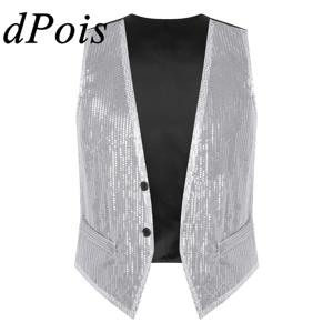 Mens Sparkling Sequins Vests 재즈 힙합 레이브 댄스 파티 Clubwear Performance Costume를위한 패션 망 민소매 양복 조끼