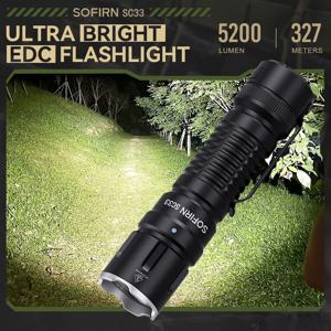 Sofirn SC33 LED 전술 손전등 XHP70.3 HI 5200lm 강력한 21700 유형 C 충전식 토치 E 스위치 야외 조명