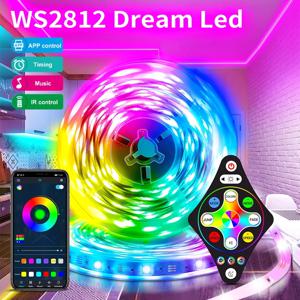 WS2812 드림 LED 스트립 조명 APP 제어 테이프 풀 세트 전원 공급 장치 + 원격 RGB 스마트 Led 라이트 침실 장식
