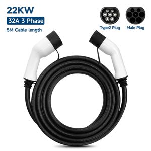 휴대용 EV 충전 케이블 32A 22KW 3상 전기 자동차 충전기 3.5KW 16A 1상 EVSE 키트 EV 케이블 유형 2 - 유형 2 IEC62196-2