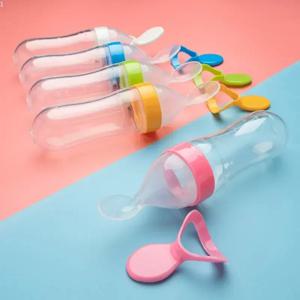 짜내는 먹이 병 실리콘 신생아 아기 훈련 쌀 시리얼 음식 숟가락 보충 피더 어린이를위한 안전한 유용한 식기