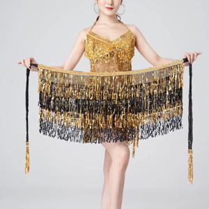 13 가지 색상 밸리 댄스 Tassels 엉덩이 스카프 여성용 벨트 액세서리 4 레이어 새로운 밸리 댄서 벨트 시니 스팽글 엉덩이 스카프 레이디