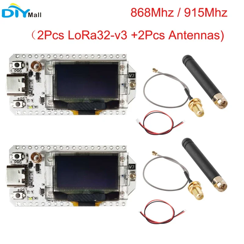 2Sets Wifi BLE LoRa32 V3 ESP32-S3 노드 개발 보드 0.96 OLED SX1262 LoRa 32 IoT 개발 보드 Meshtastic 용 868Mhz 915Mhz