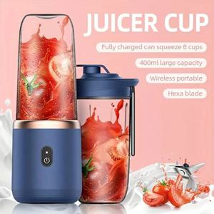 전기 Juicer 6 블레이드 USB 스무디 블렌더 휴대용 무선 미니 충전 과일 압착기 아이스 크러시 컵 주방 도구