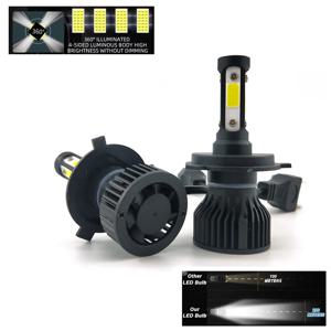 2X 4면 LED 헤드 라이트 자동차 H7 H4 H11 H13 9004 9005 5202 9007 H13 2면 H3 H1 흰색 전구 자동 전조등 12V 4 개의 빛나는 얼굴