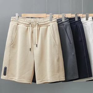 여름 남성 와플 Y2K 반바지 새로운 한국어 패션 Drawstring 헐렁한 짧은 바지 피트니스 통기성 streetwear 체육관 버뮤다