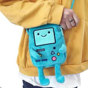 만화 핀 & 제이크 그림 Crossbody 가방 봉제 동전 가방 전화 가방 애니메이션 BMO & 가방 어린이를위한 박제 장난감 소녀 소년 생일 선물