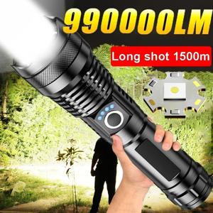 P50 알루미늄 합금 눈부심 손전등 26650/18650 USB 충전 장거리 야외 방수 텔레스코픽 줌 야간 낚시 조명