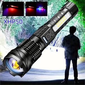 30W COB 강력한 LED 손전등 휴대용 충전식 줌이 가능한 핸드 램프1000 루멘 토치 전원 디스플레이가 있는 배터리 내장