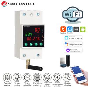 Tuya WiFi 단상 2P 63A 저전압 보호기 선불 미터 타이머 스위치 음성 원격 제어