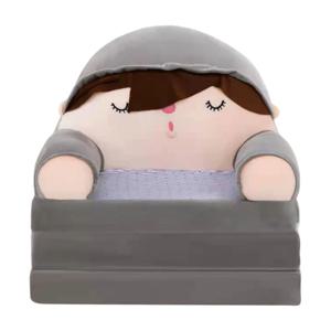 * H 접이식 어린이 소파 등받이 안락 의자, 침실용 귀여운 만화 장식 침대 베개, 2 in 1