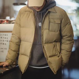 Maden 캐주얼 90% 화이트 오리 다운 재킷 경량 따뜻한 내한성 싱글 브레스트 옷깃 퍼퍼 재킷 남성 겨울 겉옷