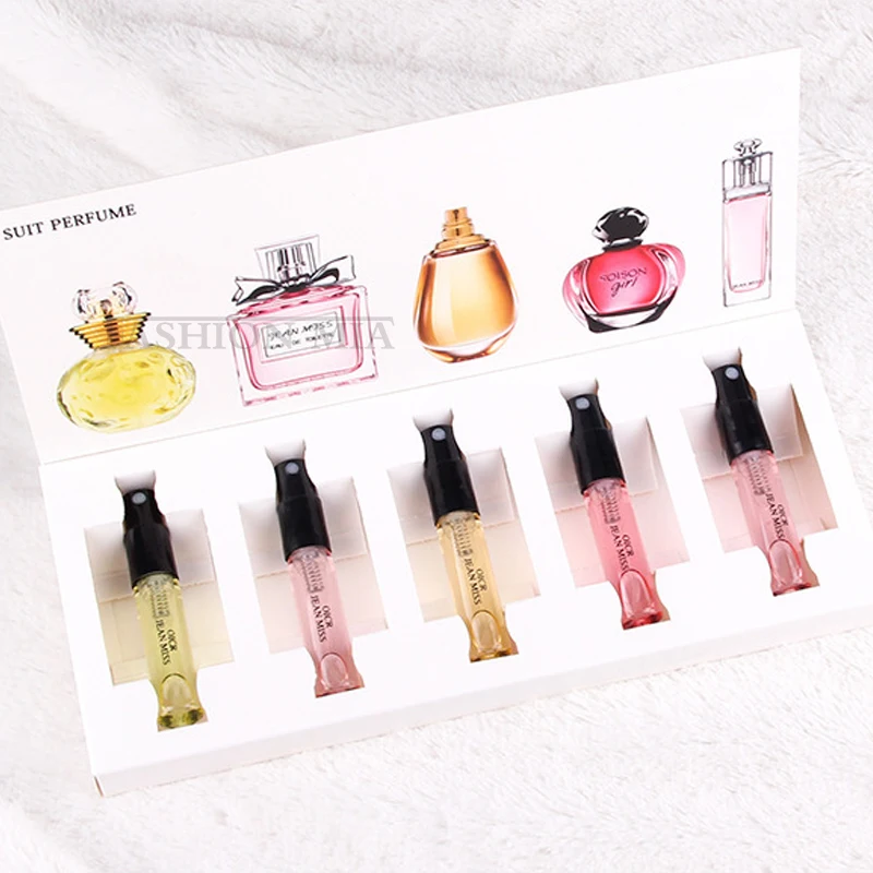 3ml * 5pcs 원래 향수 키트 여성 분무기 향수 아름다운 패키지 방취제 지속 패션 레이디 휴대용 향수 상자